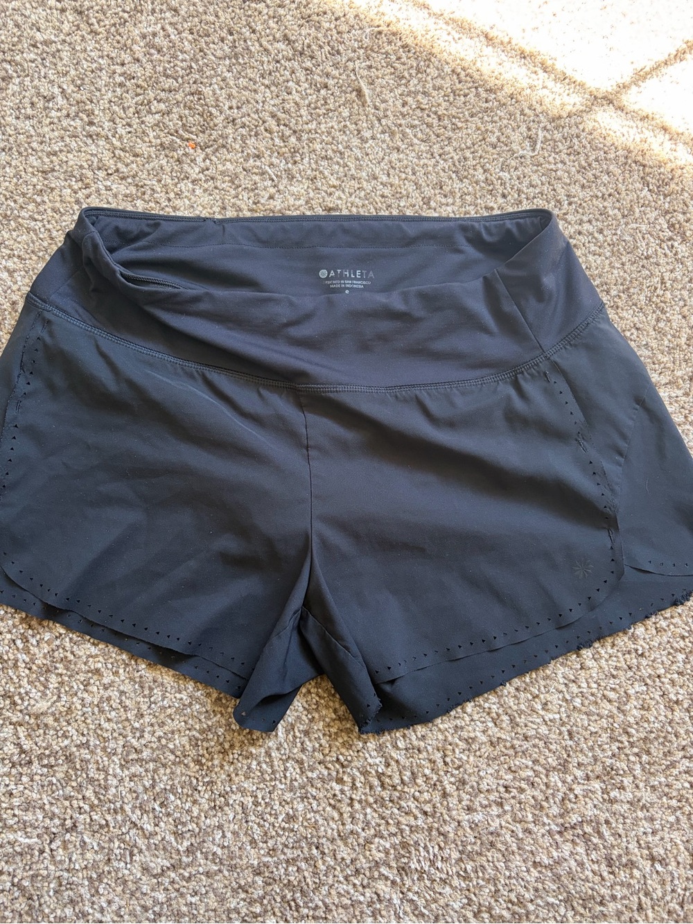 Athleta Black Laser-Hem Performance Shorts